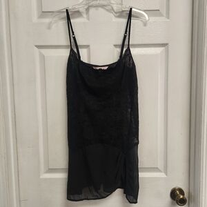Y2k Victoria's Secret L Black Sheer Lace Mini Dress Nightgown